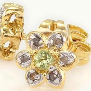 NWOT .10 CTW Diamond .45 CTW Peridot 18K Yellow Gold Over Sterlng Silver Earring